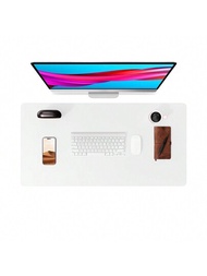 防滑桌墊、滑鼠墊、防水pvc皮革桌面保護墊、超薄大型桌墊、容易清潔的筆記本電腦寫字墊,適用於辦公室工作/家庭/裝飾（白色,31.5" X 15.7"）