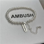 Silver Piece Stitching Design AMBUSH Bracelet s925 Sterling Silver Broken Silver Necklace Lock Cool 