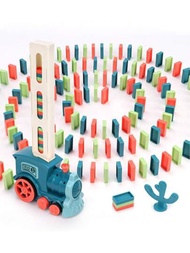 1套電動多米諾小火車拋擲車積木玩具-層疊遊戲玩具生日禮物