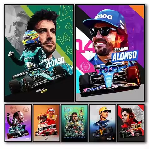 2024 Pop Sports F1 Legend Racing Poster Aesthetic Schumacher Formula 1 Racer Helmet Canvas Print Wal