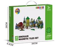 พร้อมส่ง!! แผ่นตัวต่อแม่เหล็กชุดไดโนเสาร์ 42 ชิ้น MAGNETIC TILES ของเล่นเสริมทักษะและพัฒนาการ