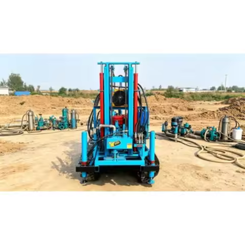 Factory 50HP 200m Small Diesel Hydraulic Water Well Drill Rig Wheeled Well Drilling Machine Mini Wat