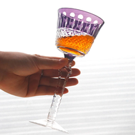 ♥ATTRACT♥ Handcrafts Czech Style Lotus Multi Colored Glass Hock Wine Glasses With Gift Box