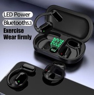 其他品牌 - 黑色掛耳式藍牙耳機 不入耳藍牙耳機 無線雙耳降噪運動骨傳導耳機 [平行進口]