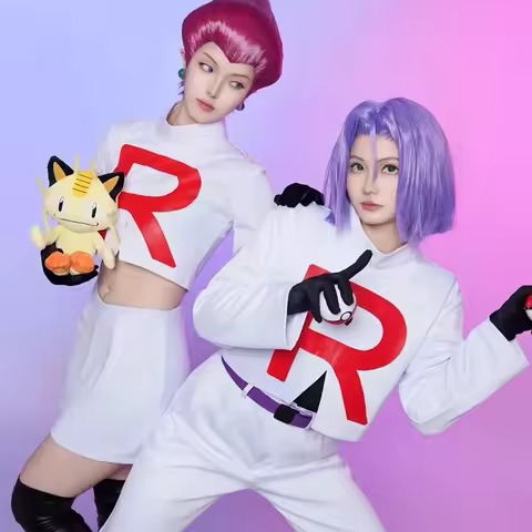 2025splay Costume Team Rocket Jessie Musashi James Kojirou Halloween Cosplay Costume Full Set Women 