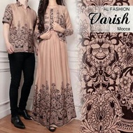 FashionOS Gamis Couple Muslim 18614 Baju Batik Kapel Maxy Set 3in1