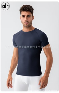 {ALO} ® Al Mens Yoga Sports Short Sleeve Tight-Fitting Barely-There Lightweight Gym Training T-Shirt