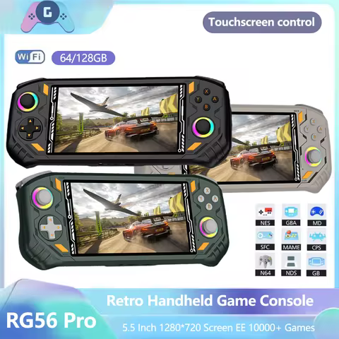 RG56 Pro Max Portable Gaming Console Android Game Console 5.5 Inch Screen Dual Joysticks Wi-Fi