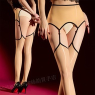 75KG large size pantyhose💜black pearl one-piece suspender silk stockings oily silk slippery horse oi
