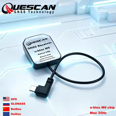 QUESCAN Android USB Type-C GPS Antenna Receiver NEO-M9N Native USB GPS GLONASS Galileo BeiDou USB-C 