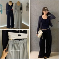 Set of 3 Piece WGWE / EN EN W10785 Jacket cardigan + tank top and loose pants, simple and casual