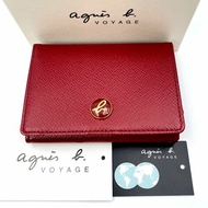 【極新】Agnes b. 圓形LOGO牛皮短夾，卡包，零錢包，隨身包，二手真品，正品，現貨