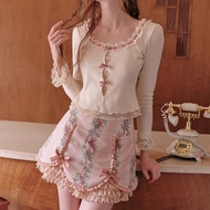 stripe knitwear knitwear Ma Berry Bubble Autumn Knitted Long Sleeve Top - Solid Colour