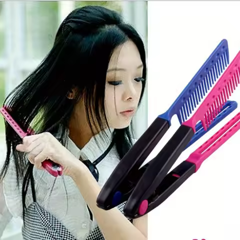 Folding V Comb Hair Straightener Salon Hair Care Styling Brush