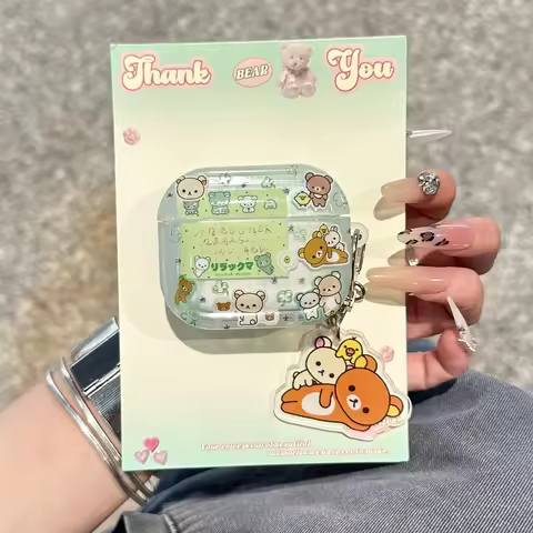 Cartoon Cute Rilakkuma Bear Earphone Case For Airpods 4 2 3 1 Pro 3 2 Wireless Bluetooth Headset Pro