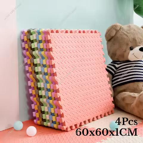 60x60x1CM Non-Slip Foam Floor Tiles Set of 4Pcs Tiles EVA Mat Interlocking Gym Floor Exercise Mat fo
