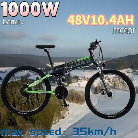 AKEZ Folding Electric bicycle 1000W Motor 48V10.4AH Lithium battery 35km/h E-Bike 26 inch Tire mount