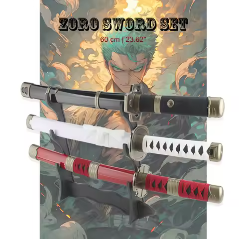 Anime Cosplay Wood Swords 60CM/23.6 Inch Zoro Katana Sword Wooden Kitetsu Yama Enma Japanese Samurai