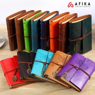 70-Sheet Leather Binder Agenda Notebook Retro Leaf Cover Waterproof