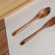 Islandoffer島嶼製作 柚木斜邊曲柄叉匙套裝 簡約木質家用餐具