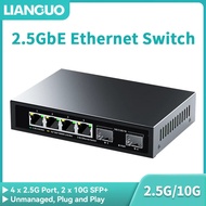 LIANGUO 2.5G Switch 4 Port 2.5G Unmanaged Network Switch with 2 Port 10GbE SFP+ Slot Homelab Setup E