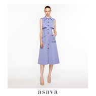 [asava ss24] Nelson Sleeveless Shirt Dress เดรสผู้หญิง มีปก แขนกุด แต่งกระดุมหน้า แต่งคาดเข็มขัด แต่