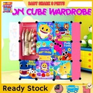 Topshopp HOT ITEM Almari Baju Kanak-kanak Babyshark PINK COLOR 9 Pintu / Wardrobe Baju DIY Babyshark