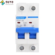 SUYO 2P Circuit Breaker, 2P 400V AC DZ47-63 Circuit Breaker, Durable 25A/40A/50A/63A Leakage Circuit