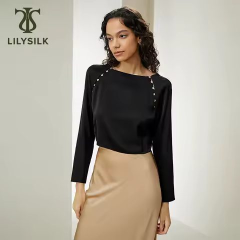 LILYSILK Women's Silk Blouse Ladies Cropped 100% Double Joe Elegant Pullover Top for Everyday Wear