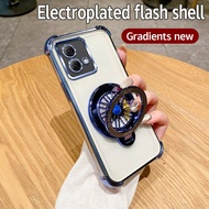 For Motorola Moto G84 Case Shockproof Electroplated TPU Rotating Gyro Stand Phone Casing For Motorol