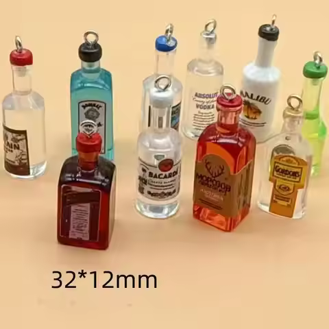 10pcs Mini Alcoholic Drink Bottle Resin Charms Popular Wine Bottles Pendant For Earring Keychain diy