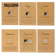 MAXZONE 12 Constellation Pendant Necklace For Women Men Zodiac Sign Aquarius Leo Libra Aries Wish Ca