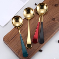[Ready Stock] 304 Stainless Steel Small Round Spoon Korean Thickened Household Soup Spoon Spoon Coff
