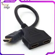 [Ft] 1080P HDMI-compatible Port Male to 2 Female 1 In 2 Out Splitter Cable Adapter Converter