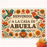 1. Welcome Sign - "Bienvenidos a la Casa de Abuela" - Vintage Floral and Bird Wall Decor - Suitable 
