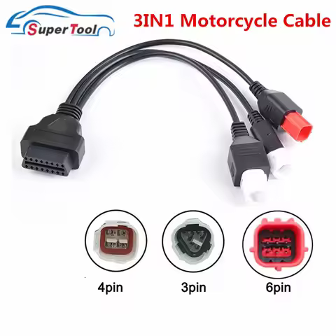 Motorcycle 3 IN 1 OBD2 Diagnostics Cable For Yamaha 3PIN 4PIN For Honda 6pin Adapter Canbus Connecto