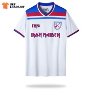 Customized name football suit V-neck outdoor sportswear casual white men's and women's Iron Maiden T-shirt Iron Maien X West Ham retro football suit