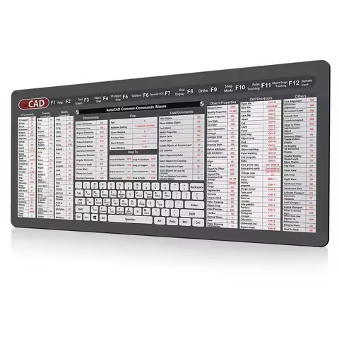 CAD Office Shortcuts Large Lock edge Mouse Pad Extended for AutoCAD Computer Keyboard Non Slip XXL M