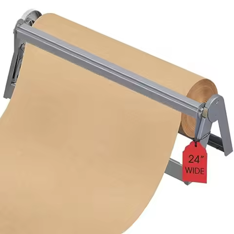 24in Wrapping Paper Roll Cutter - Holder Dispenser for Butcher Freezer Craft Paper Rolls with Update