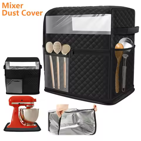 Mixer Dust Cover Polyester Stand Mixer Cover with Clear Window and Multiple Pocket Kitchen Accessory