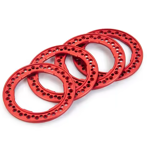 BCVB3-4Pcs Metal Alloy 1.9 Inch Wheel Rim Beadlock Rings Red