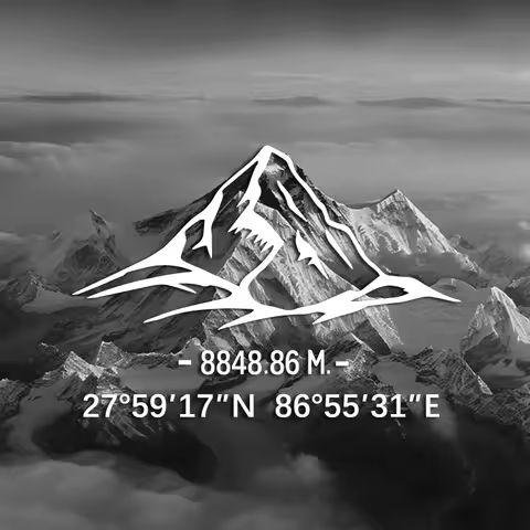 Mount Everest decal,with its longitude and latitude decal,creative&fashion with high quality for car