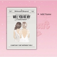 [BC4] Bridesmaid Proposal Invitation Bachelorette Card Newspaper Wedding