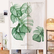 Tropical Leaves Door Curtain Green Plants Print Curtain for Kitchen Bedroom Entrance Partition Home Doorway Split Style Noren