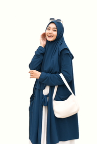 Jilbab Instan 2in1 – Hijab Bergo Khimar Jersey dengan Cardigan Outer Muslimah Modis Nyaman & Praktis
