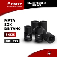 MATA FIXTOP Star Socket Impact 1/2 Inch CR-MO E8 E10 E11 E12 E14 E16 E18 E20 E22 E24 Star Socket Wre