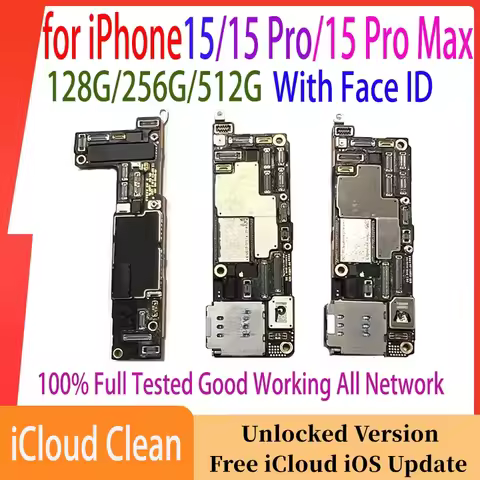 Motherboard For iPhone 15 Pro Max With Face ID 128GB 256GB Mainboard Unlocked Clean ICloud Free Plat