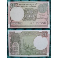 India 1rupee (UNC) 1pcs Banknote /印度 (全新流通钞) 1卢布纸钞 1张