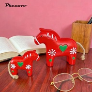 phenovo 2Pcs Horse Figurine Craft 2026 New Year Decorations Realistic Art Sculpture for Chair Table 