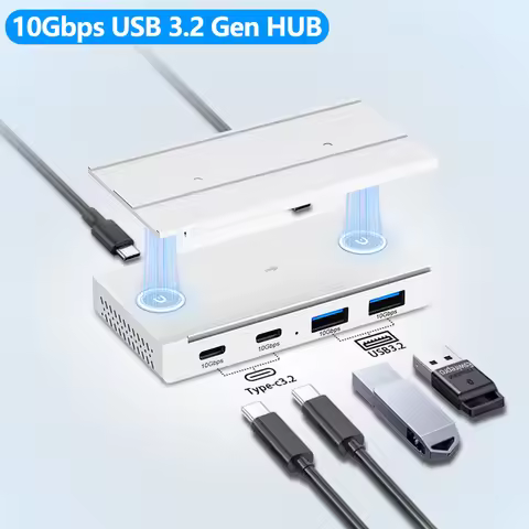 10Gbps USB3.2 Gen2 HUB Desk Magnetic USB Splitter High Speed Data Transfer For MacBook Pro iMac Pro 